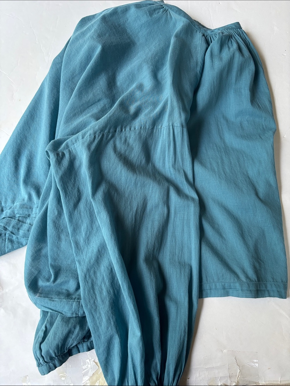 Doen Jane Blouse Peasant Blue Poplin Small 100% Organic Cotton Prairie Button - Picture 14 of 17